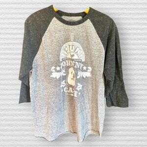 Official Sun Records Vintage Style Johnny Cash Raglan Tee Men's L